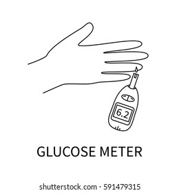 Blood glucose test. Diabetes vector thin line icon.