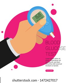 Blood Glucose Test. Home glucometer flat vector
