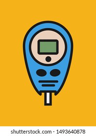 Blood Glucose Test. Home glucometer flat vector