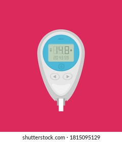 Blutglukosetest. Home-Glucometer-Flachvektor
