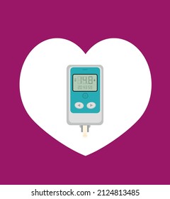 Blood Glucose Test. Home glucometer flat vector
