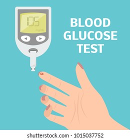 Blood glucose test. Vector illustration of electrical glucometer