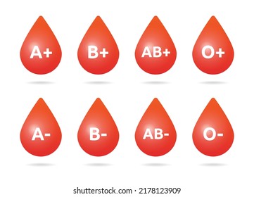 Blood Group Icon Collection In Graphic Design. Medical Concept. 