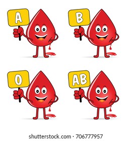 Blood Group Icon With Drop Set Illustration In Colorful