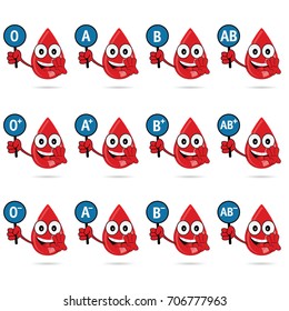blood group icon type with drop set illustration in red color