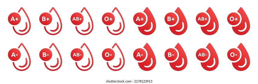 Blood Group Icon Vector. Types Of Blood (A, B, AB, O), Vector Illustration.