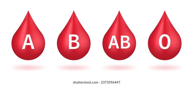 Iconos vectoriales de grupos sanguíneos aislados en blanco. Drogas de sangre con el tipo de sangre. Donación, prueba de ADN. Análisis de sangre. Ilustración del vector