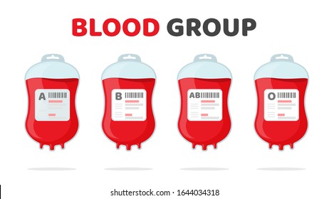 Blood Group Vector. Various blood bag A B AB O Blood donation ideas to help the injured.