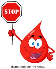 Blood Guy Holding A Stop Sign.Vector Illustration