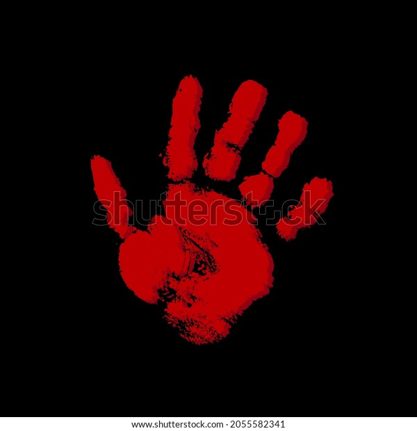 Blood Hand Print On Black Background Stock Vector (Royalty Free ...