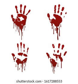 Blood Hand Prints Collection Isolated On Stock Vector (Royalty Free ...