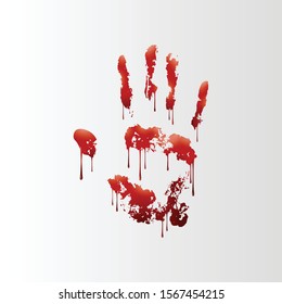 Blood Hand Vector Splash On A Isloated White Background.