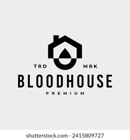 BLOOD HOUSE DROP DONATE CARE HIPSTER VINTAGE LOGO VECTOR ICON ILLUSTRATION