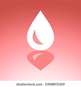Blood icon. Drop of blood. Vector icon isolated on red background.
