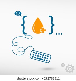 Blood icon and flat design elements. Design concept icons for application development, web design, creative process.
