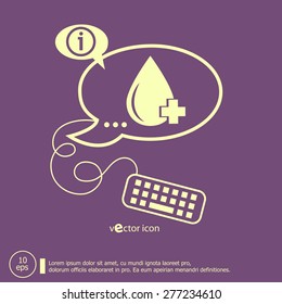 Blood  icon and keyboard design elements. Line icons for application development, web page coding and programming, creative process