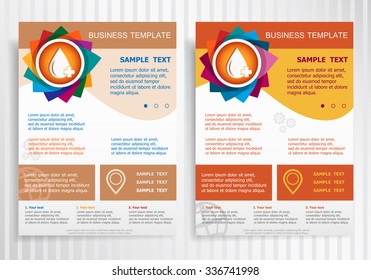 Blood icon on abstract vector brochure template. Flyer layout. Flat style. 