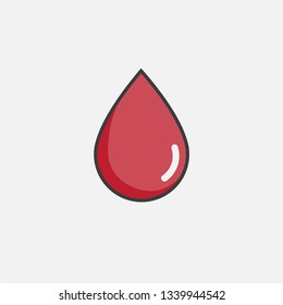 Blood icon. Red drop flat icon. Isolated on background.