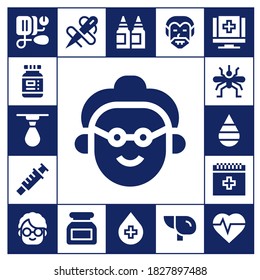 blood icon set. 17 filled blood icons. Included Blood pressure, Ink, Drop, Grandmother, Syringe, Mosquito, Needle, Inks, Dracula, Liver, Medical, Heartbeat icons