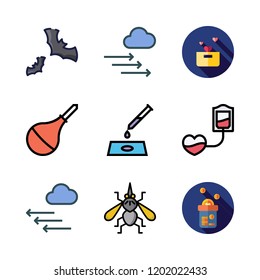 blood icon set. vector set about sample, pressure, bats and edema icons set.