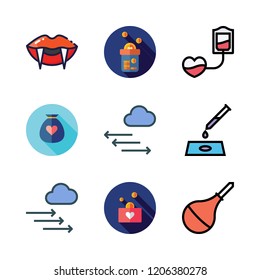 blood icon set. vector set about pressure, donation, vampire and edema icons set.