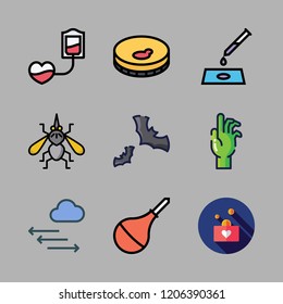 blood icon set. vector set about mosquito, sample, bats and blood transfusion icons set.