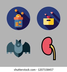 blood icon set. vector set about donation, kidney and bat icons set.