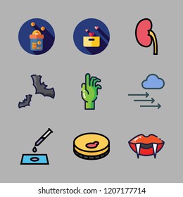 blood icon set. vector set about sample, vampire, donation and kidney icons set.