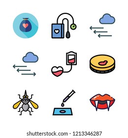 blood icon set. vector set about pressure, mosquito, vampire and blood transfusion icons set.