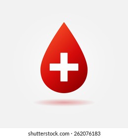 Blood icon - vector red drop of blood logo, medical symbol 