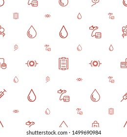 blood icons pattern seamless white background. Included editable outline water drop, blood pressure measure, drop counter, drop, pressure icons. blood icons for web and mobile.