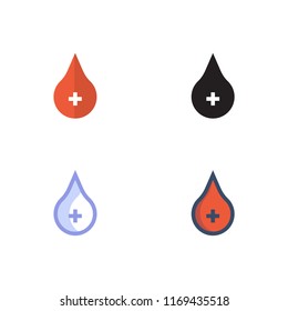 blood icons vector. icons with four different styles