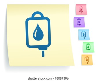 Blood IV Drip Icon on Post It Note Paper Collection Original Illustration