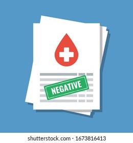 Blood Lab Test Results With Green Negative Stamp