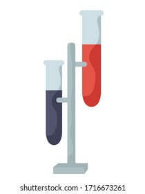 Blood Laboratory Tubes. Laboratory with Test Tubes. Emergency Help. Cartoon Flat Vector Illustration