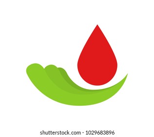 blood logo or plus symbol design idea illustration for medical hospital support with red and green color