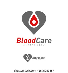 Plantilla vectorial del logotipo de amor sanguíneo, conceptos de diseño del logotipo de sangre creativa