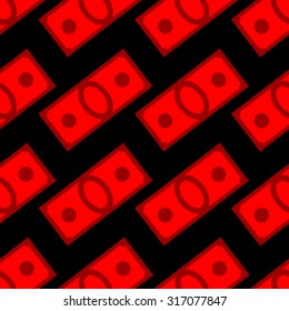 Blood money seamless pattern. Dollars on fear and war. Vector Background of Red Cash suffering. 