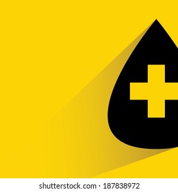 blood on yellow background, shadow and flat style