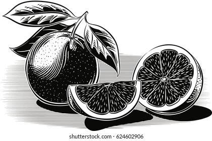 blood orange, and one cut in half.