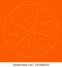 A blood orange slice isolated as an orange background