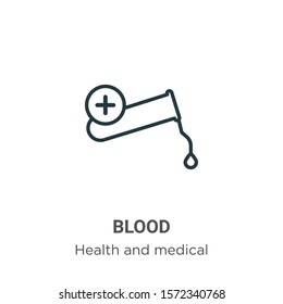 Blood outline vector icon. Thin line black blood icon, flat vector simple element illustration from editable health and medical concept isolated on white background