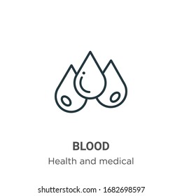 Blood outline vector icon. Thin line black blood icon, flat vector simple element illustration from editable health and medical concept isolated stroke on white background