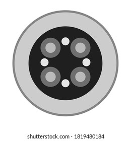 Blood oxygen sensor on the back of the smartwatch. Four LED clusters and 4 photodiodes. Vector illustration isolated on white background.