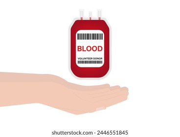 Blood Pack or Blood Bag. Blood Donation Concept. World Blood Donor Day. Vector Illustration. 
