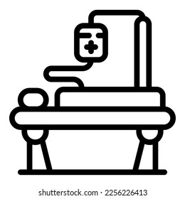 Blutpack-Bett-Symbol-Umriss-Vektorgrafik. Notaufnahme. Krankenpflege