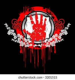 Blood Palm Hand Symbol. Vector Illustration. No Meshes.