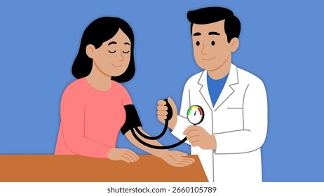Blood Pressure Check Flat Vector Illustration