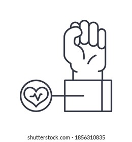 Icono de concepto de presión arterial, ilustración lineal aislada, vector de línea delgada, signo de diseño web, símbolo de concepto de contorno con trazo editable sobre fondo blanco.
