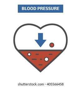 Blood pressure concept. Simple vector logo symbolizing pressure of the blood